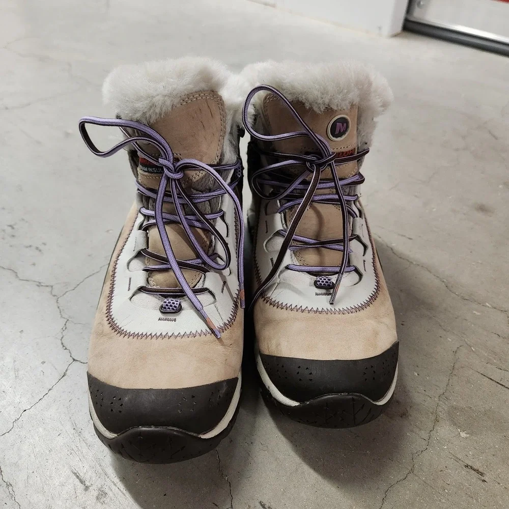 Merrell Polartec Continuum Thermo Waterproof Brindle Boot JB87630 Womens 10 FLAW